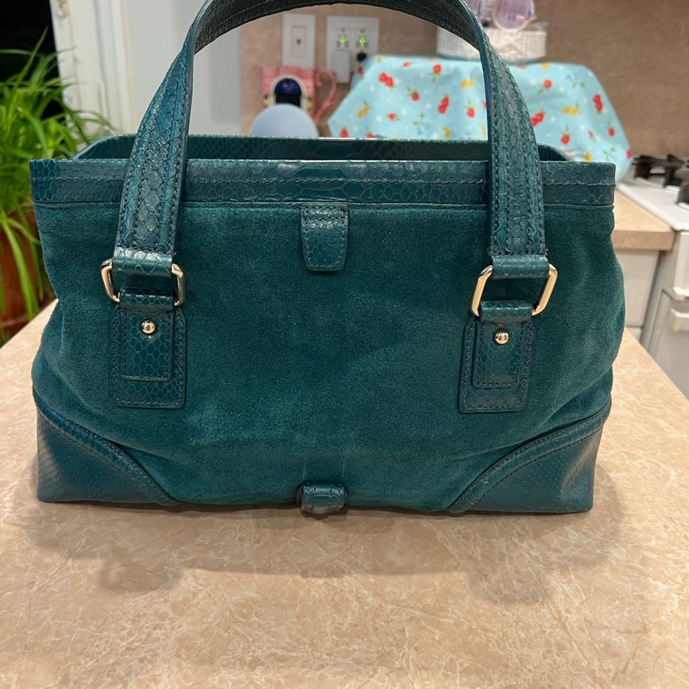 Suede teal green satchel